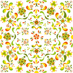Obraz premium Seamless floral pattern from flowers and leaves. Vector illustration