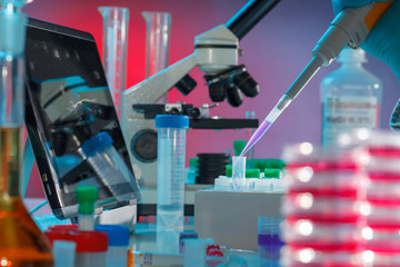 Fototapeta premium Scientific and healthcare research background.