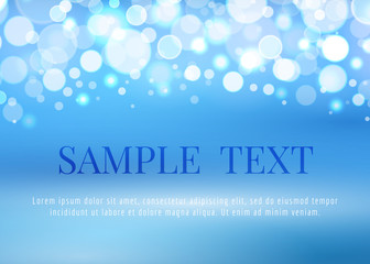 Abstract blue background with bokeh lights and space for text, vector illustration