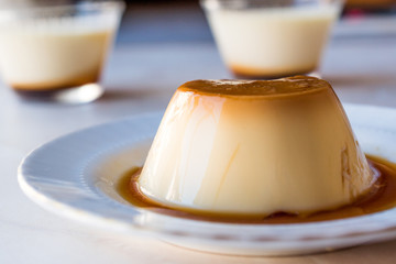 Homemade Creme Caramel with Sweet Syrup / Custard Pudding