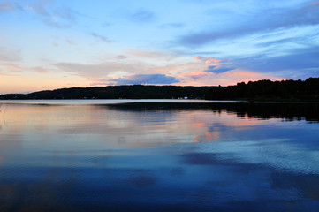 Fototapeta na wymiar Sweden nature, sunset over the lake