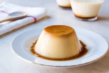 Fototapeta premium Homemade Creme Caramel with Sweet Syrup / Custard Pudding