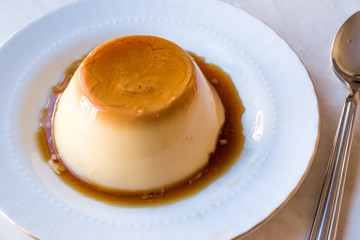 Homemade Creme Caramel with Sweet Syrup / Custard Pudding