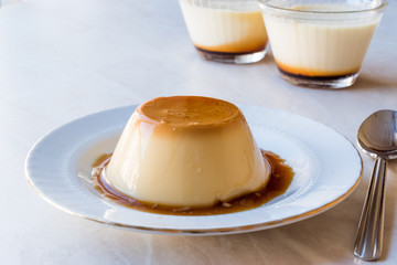 Homemade Creme Caramel with Sweet Syrup / Custard Pudding