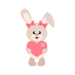 Obraz na płótnie Canvas cartoon cute bunny girl with heart