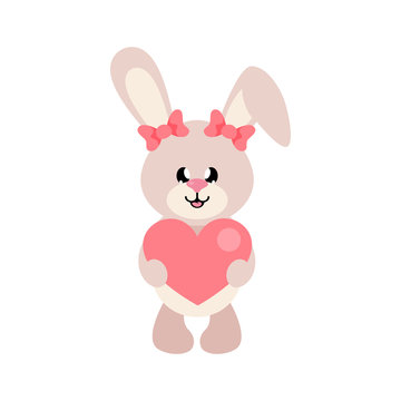 cartoon cute bunny girl with heart