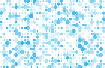 Dotted background with circles, dots, point different size, scale. Halftone pattern.  Blue color 