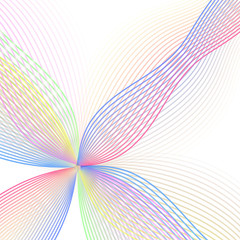 Multicolored abstract wave background. Technology modern template in pastel pink, blue, green, yellow tones. Flower imitation. Vector EPS10 illustration