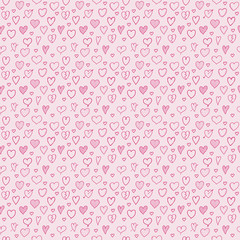 Seamless pattern with hand drawn hearts. Concept of a wrapping paper.  Valentine's Day, Woman's Day and Mother's Day. Vector.