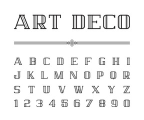 Vector of Art Deco font and alphabet, Line letters set. The Great Gatsby Style