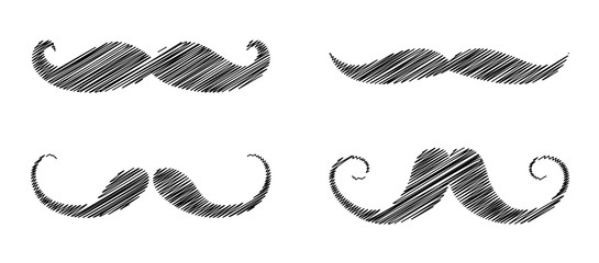 Cartoon moustaches - set of elements for photobooth or barber shop. Vector.