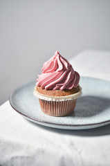 Sweet cupcake with pink frosting