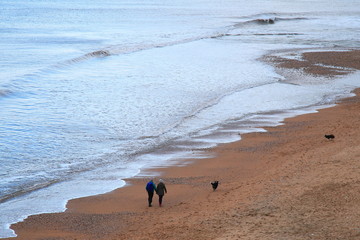 Beach on the Jurassic Coast near village of Charmouth famous by fossils