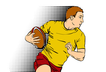 Sport athlete man with ball in his hand isolated. Vector illustration.