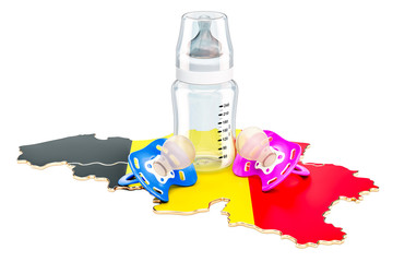 Birthrate and adoption in Belgium concept, 3D rendering