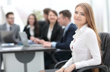 portrait of young female office worker