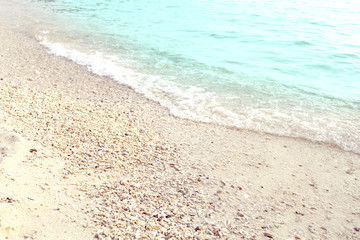 blue summer sea with sand beach