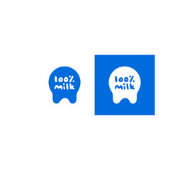 Handwritten ''100% Milk'' lettering on udder silhouette