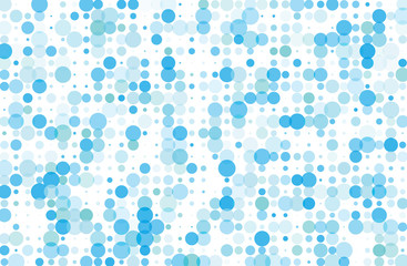 Dotted background with circles, dots, point different size, scale. Halftone pattern.  Blue color 