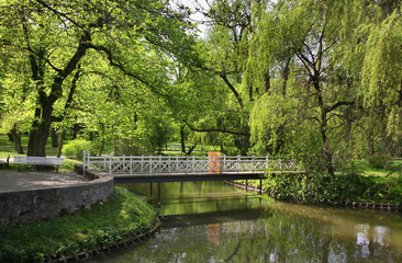 Spa park in Naleczow. Swietokrzyskie Voivodeship. Poland