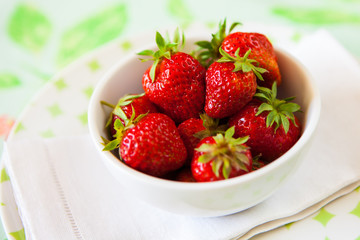 Bowl of Fresh, Red Strawberries - Fruit - Shallow DOF - 