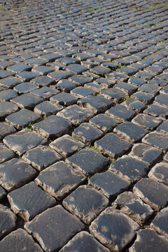 Cobblestone street in Toarmina, Sicily.