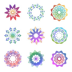 Set of minimalistic trendy shapes. Creative logo emblems for design. Simple geometric mandala symbols collection.
