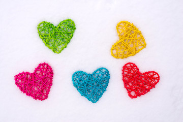 Love concept: hearts on a white background.