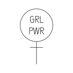 GRL PWR. Girl Power trendy hand lettering poster. Hand drawn calligraphy. Design for T-shirt. Banner