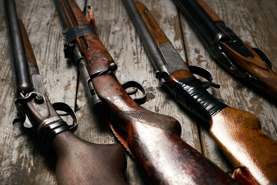 ollection of hunting rifles