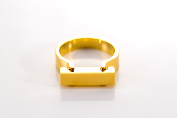 bushed yellow gold ring