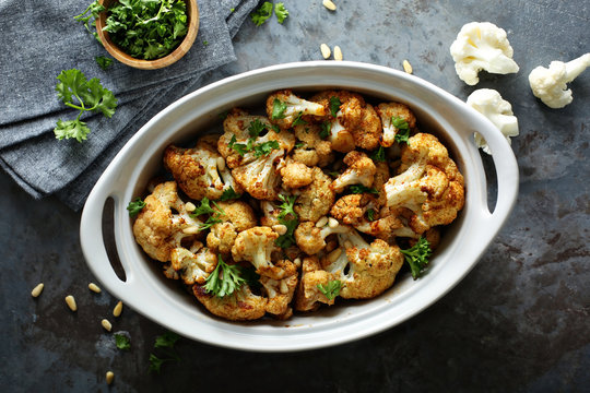 Roasted cauliflower with pine nuts and parsley