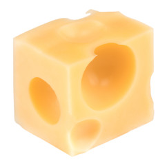 cheese cube slice isolated on a white background