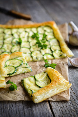 Zucchini pie with cheese and garlic