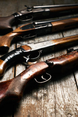  ollection of hunting rifles - obrazy, fototapety, plakaty
