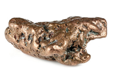 native copper nugget from Keweenaw, Michigan/ USA isolated on white background