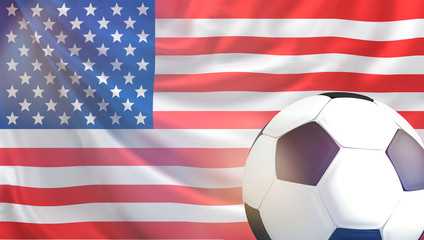 Naklejka premium soccer football ball flag of America 3d rendering