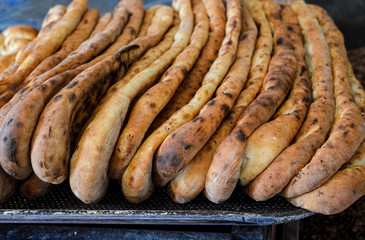 Fresh bread in bakery. Ramadan Pita (Ramazan Pidesi) Traditional Turkish bread for holy month Ramadan.