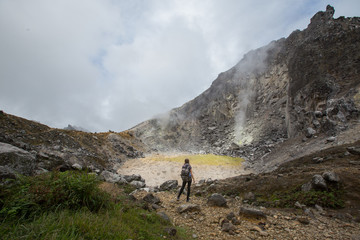 Fototapeta na wymiar Lanscape in caldera of volcano Sibayak ,North Sumatra,Indonesia