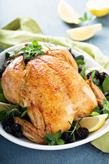 Roasted chicken for holiday or sunday dinner