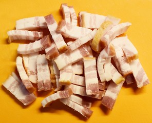 Raw chopped bacon