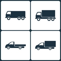 Vector Illustration Set of Truck and Transport Icons. Elements of Truck and Transport icon