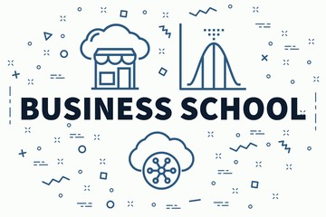 Naklejka premium Conceptual business illustration with the words business school