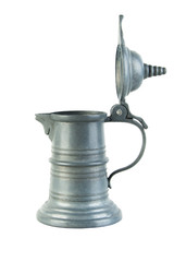 Vintage pewter jug isolated on white