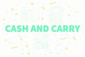 Conceptual business illustration with the words cash and carry