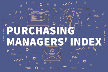 Naklejka premium Conceptual business illustration with the words purchasing managers' index