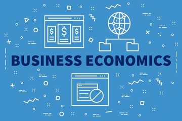 Conceptual business illustration with the words business economics