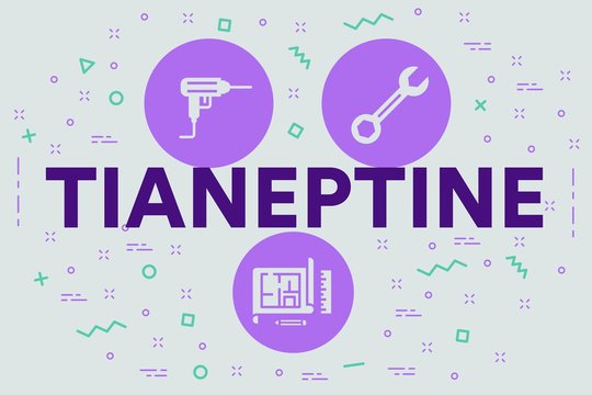 Conceptual business illustration with the words tianeptine