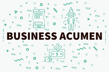 Conceptual business illustration with the words business acumen