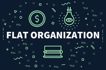 Obraz premium Conceptual business illustration with the words flat organization